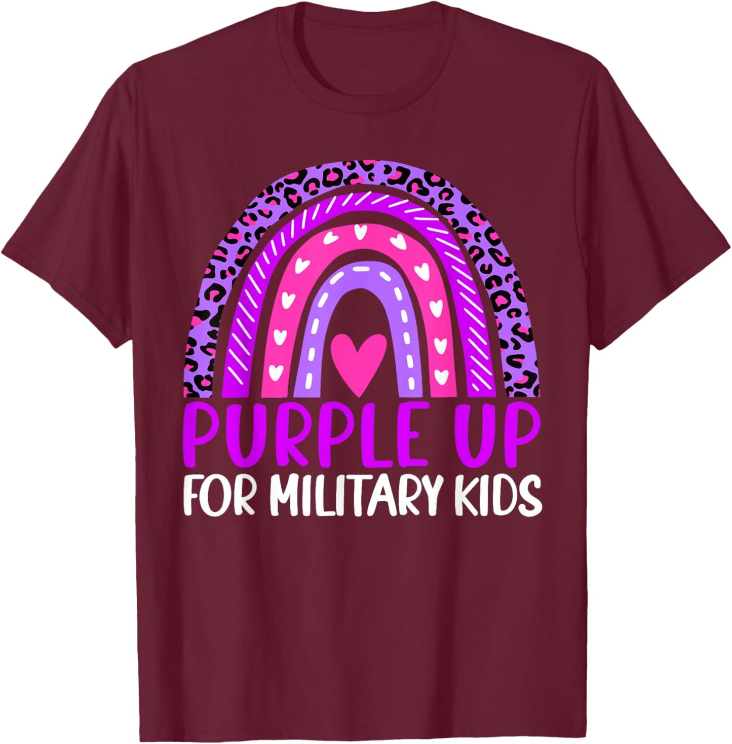 Purple Up For Military Kids Retro Military Child Month T-Shirt - T-Shirt | Maroon
