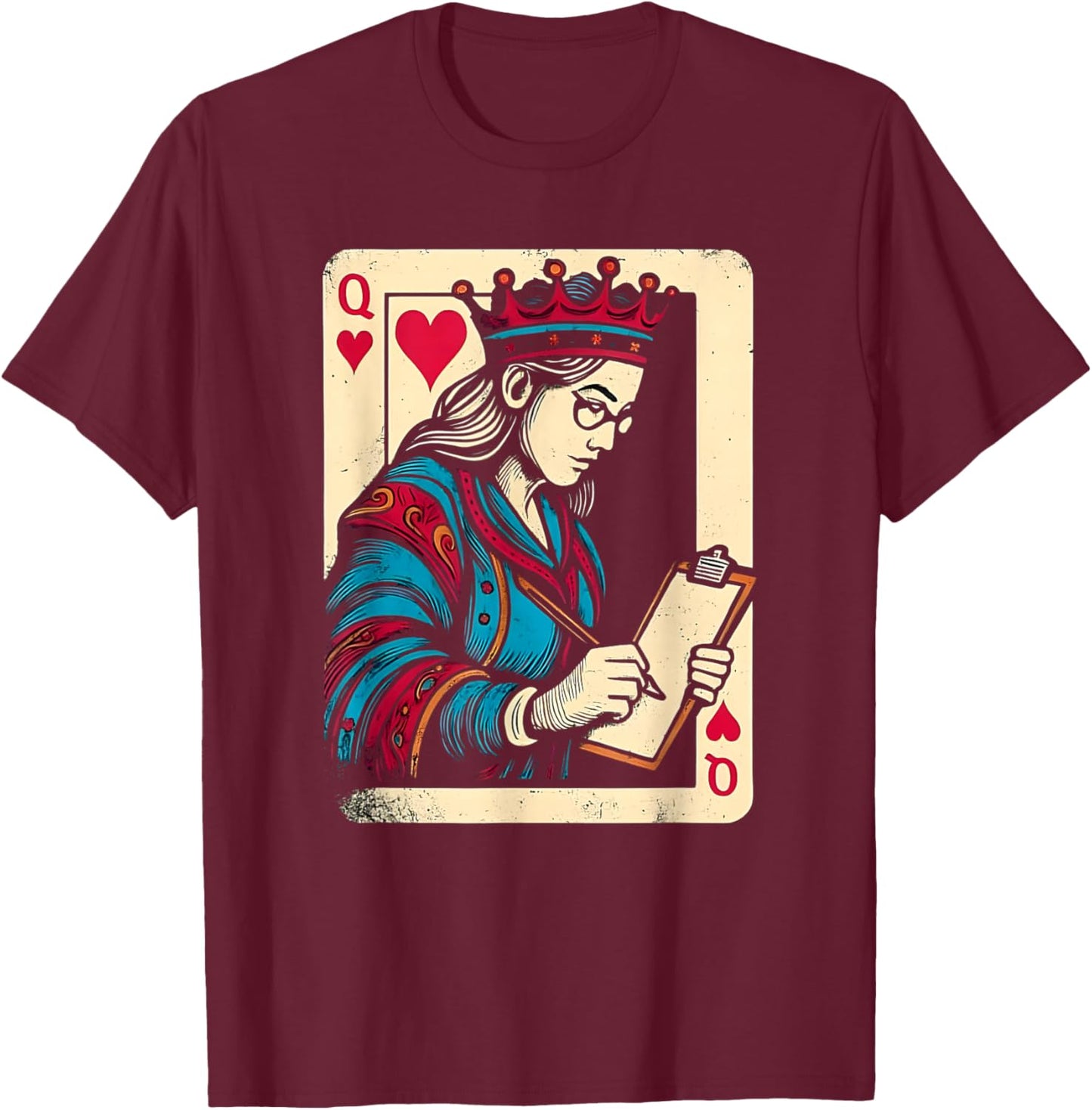 Queen of Heart Teacher Valentine Classroom Theme T-Shirt - T-Shirt | Maroon