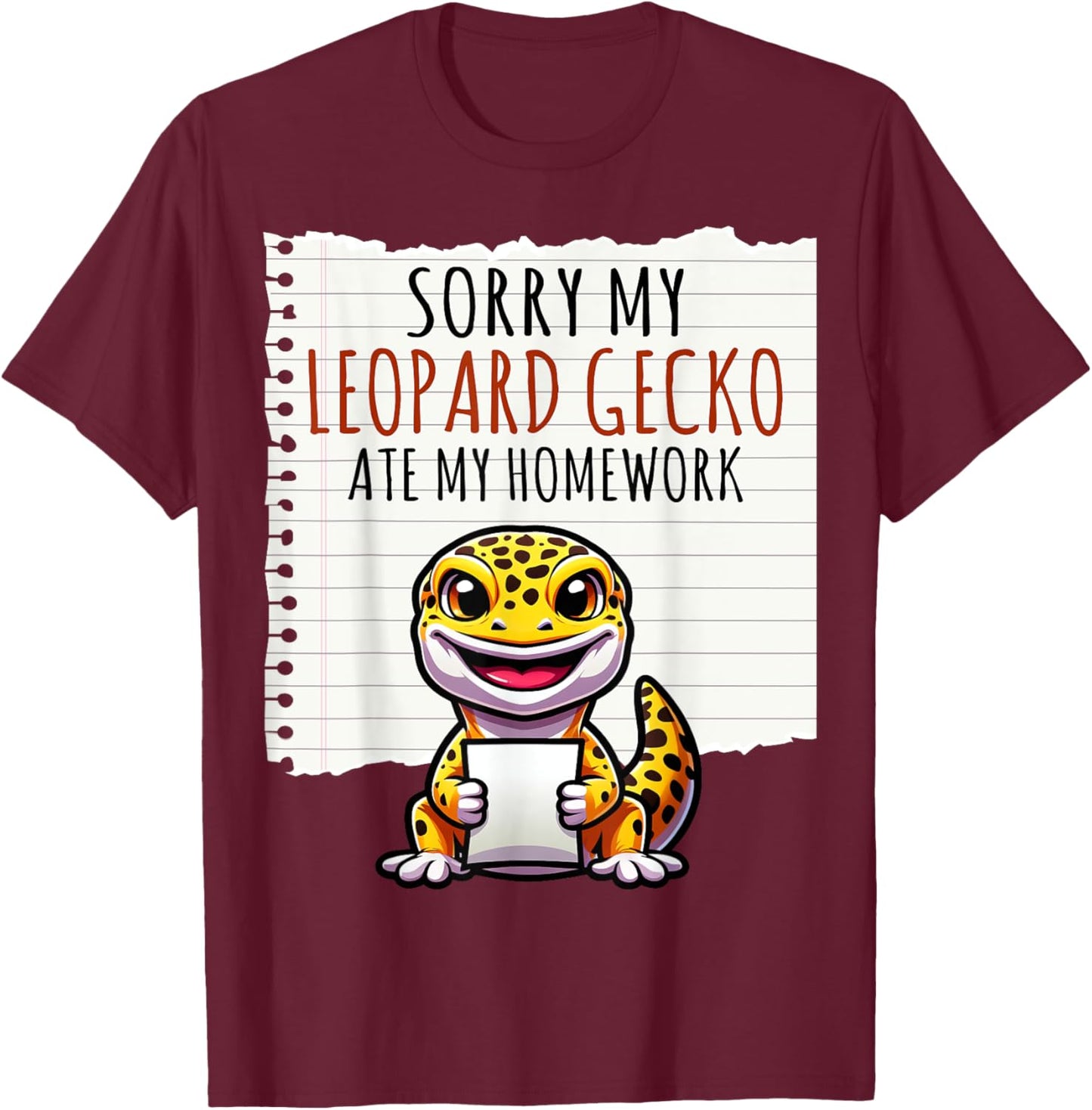 Sorry My Leopard Gecko Ate My Homework Cute Gecko Lover Kids T-Shirt - T-Shirt | Maroon