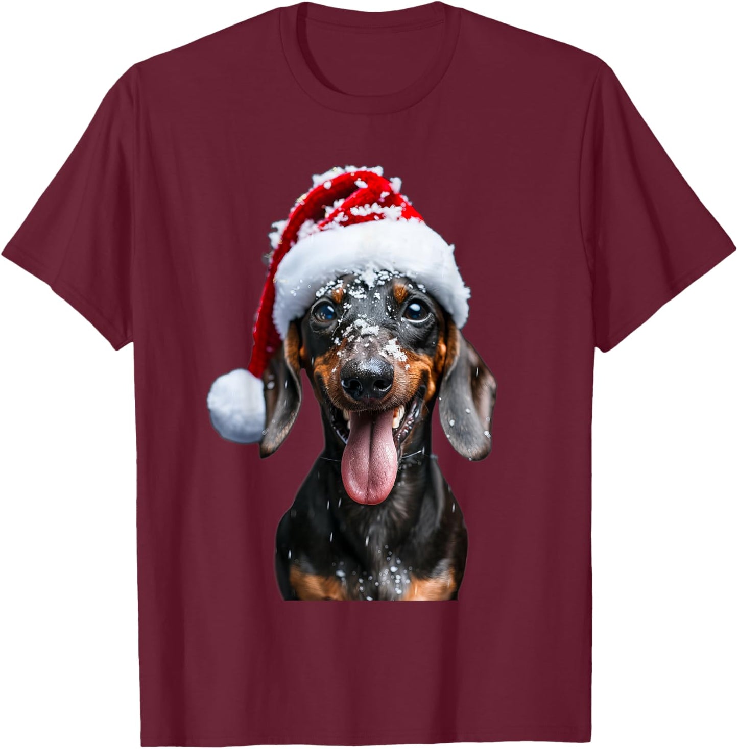 Dachshund Christmas T-Shirt - T-Shirt | Maroon