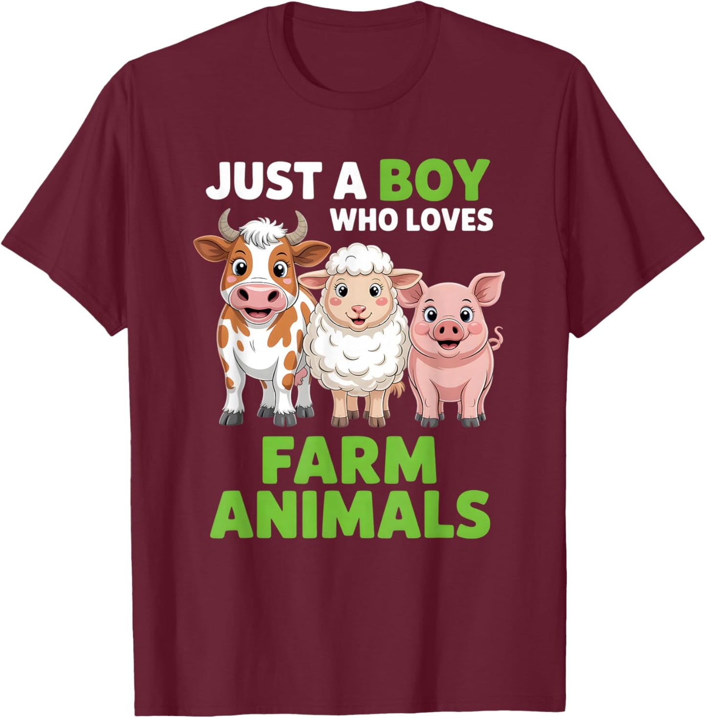 Boys Farm Animal T-Shirt - T-Shirt | Maroon