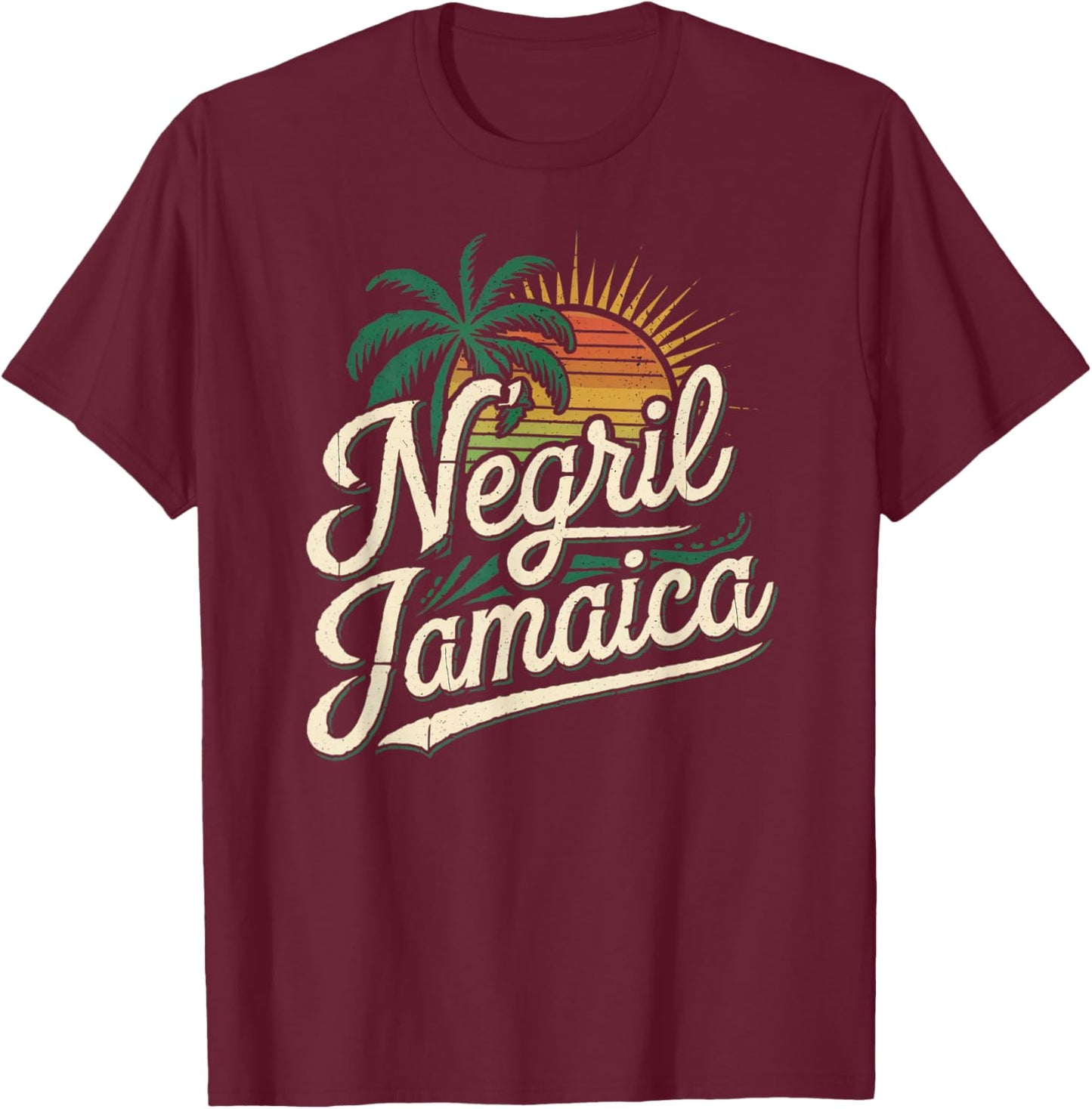 Negril Jamaica Caribbean Travel Vacation Souvenirs T-Shirt - T-Shirt | Maroon