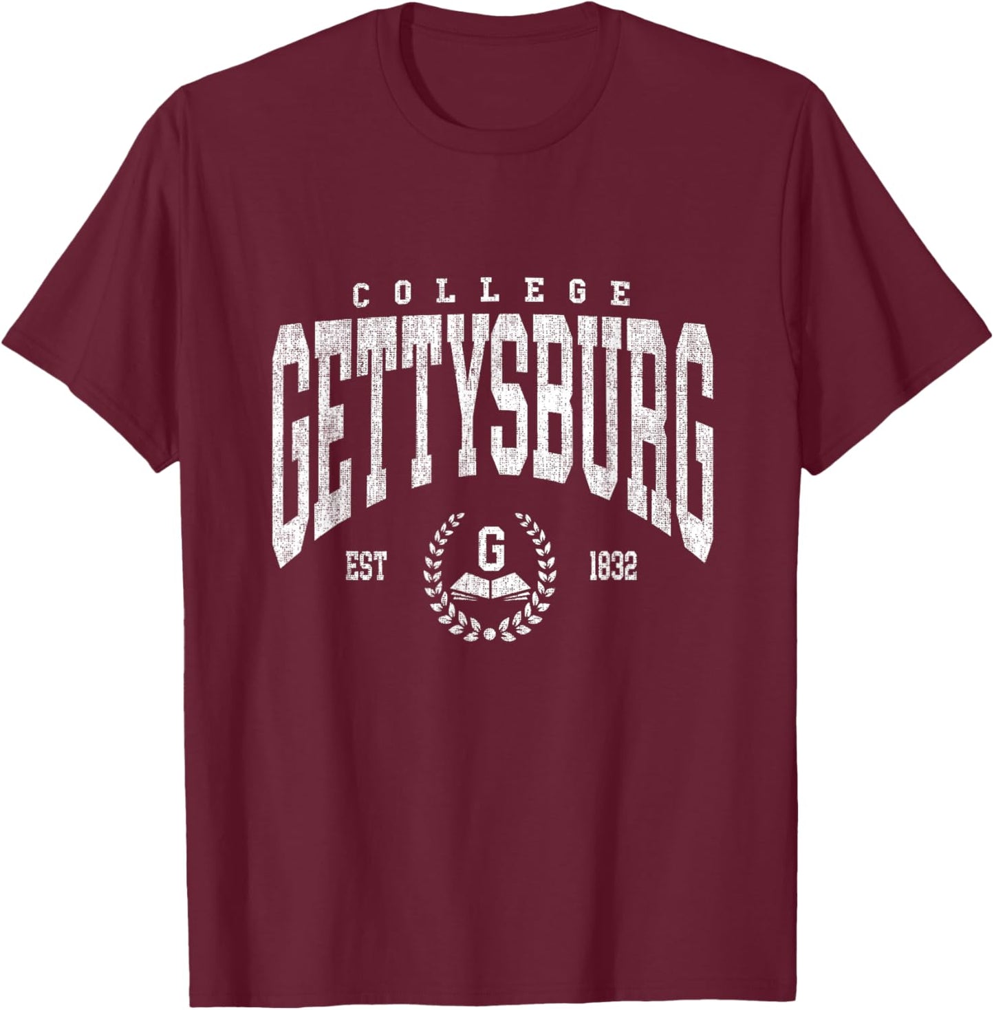 Vintage Gettysburg Athletics Arch Design Men Women T-Shirt - T-Shirt | Maroon