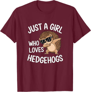 Just a Girl Who Loves Hedgehogs Cute Dabbing Hedgehog Girl T-Shirt - T-Shirt | Maroon