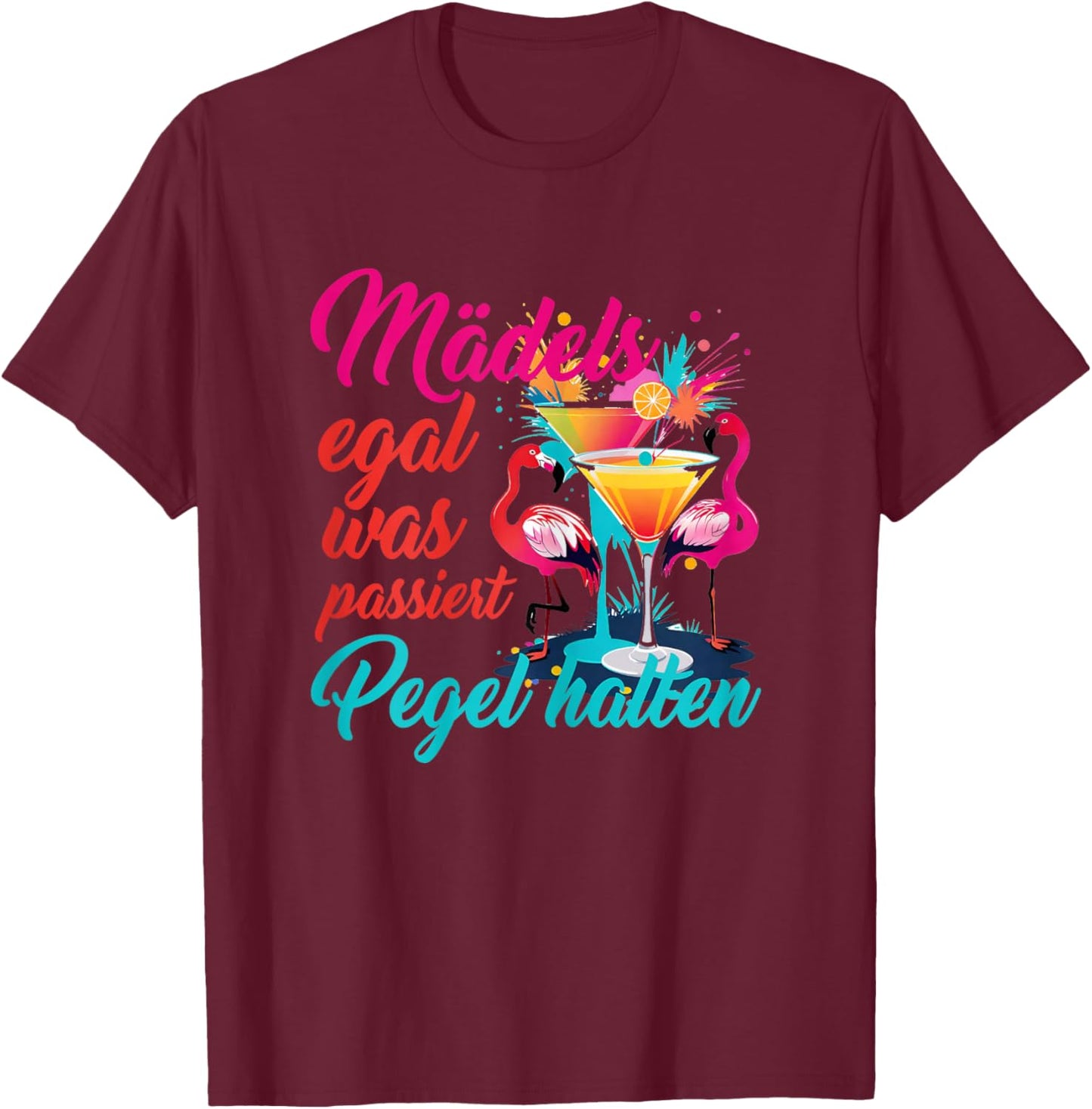 JGA Marriage Bride Crew Saying Girls Pegel halten Flamingos , black T-Shirt - T-Shirt | Maroon
