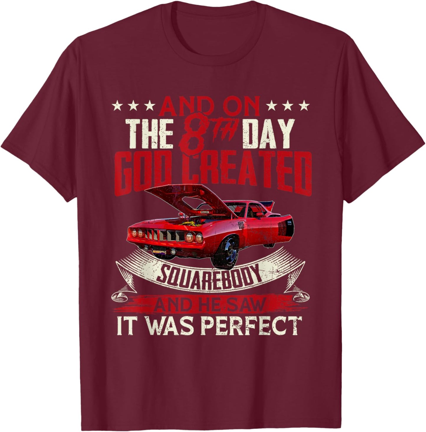 Hemi cuda plymouth barracuda And on the 8th god Muscle car T-Shirt - T-Shirt | Maroon