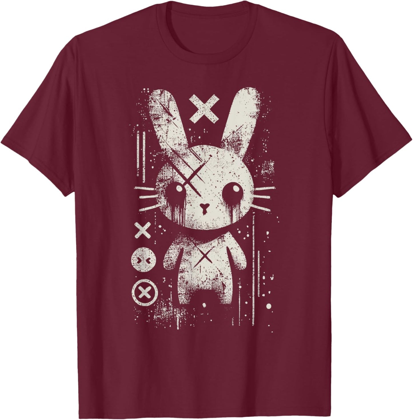 Creepy Cute Goth Bunny Horror Kawaii Rabbit Grunge Aesthetic T-Shirt - T-Shirt | Maroon