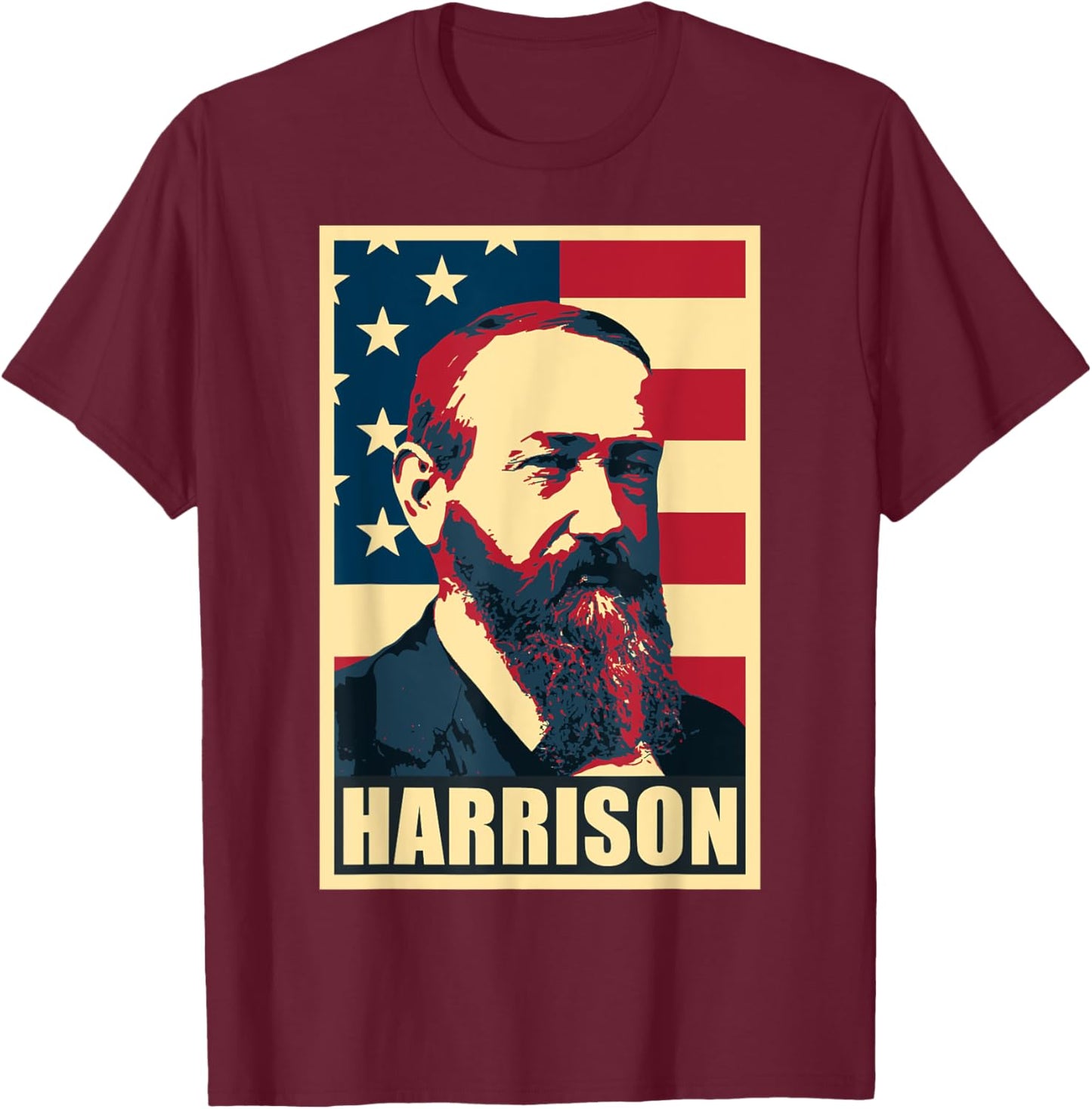 President Benjamin Harrison T-Shirt - T-Shirt | Maroon
