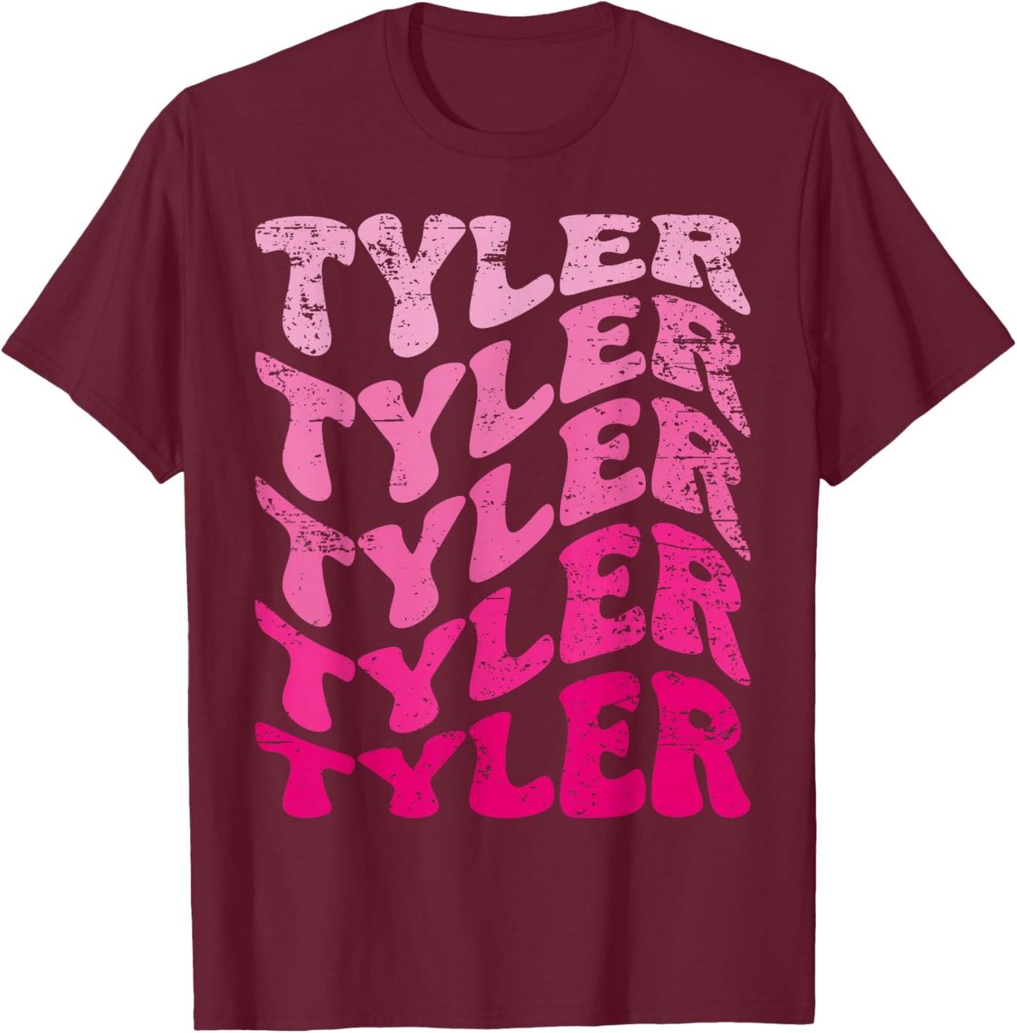 Retro Tyler First Name Personalized Tyler Groovy Vintage T-Shirt - T-Shirt | Maroon