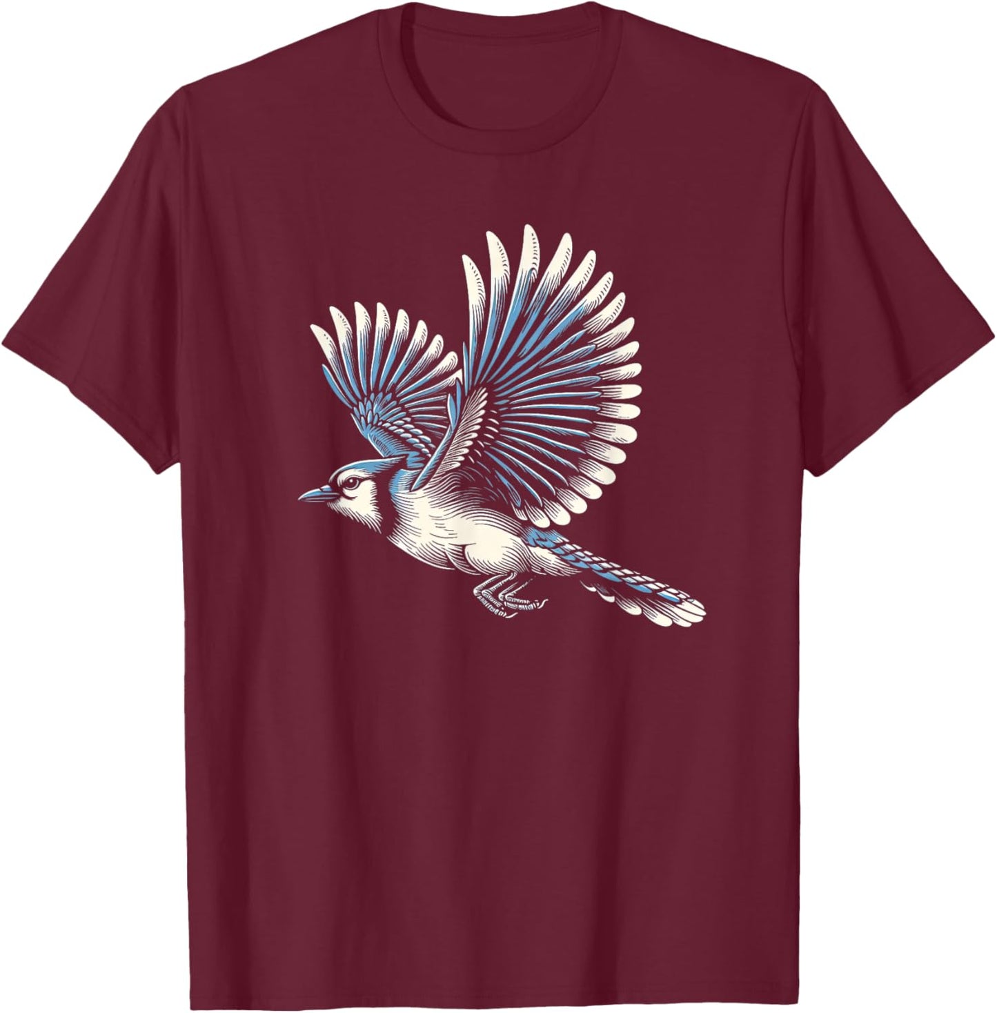 Flying Blue Jay Bird Graphic Art Design And Men T-Shirt - T-Shirt | Maroon