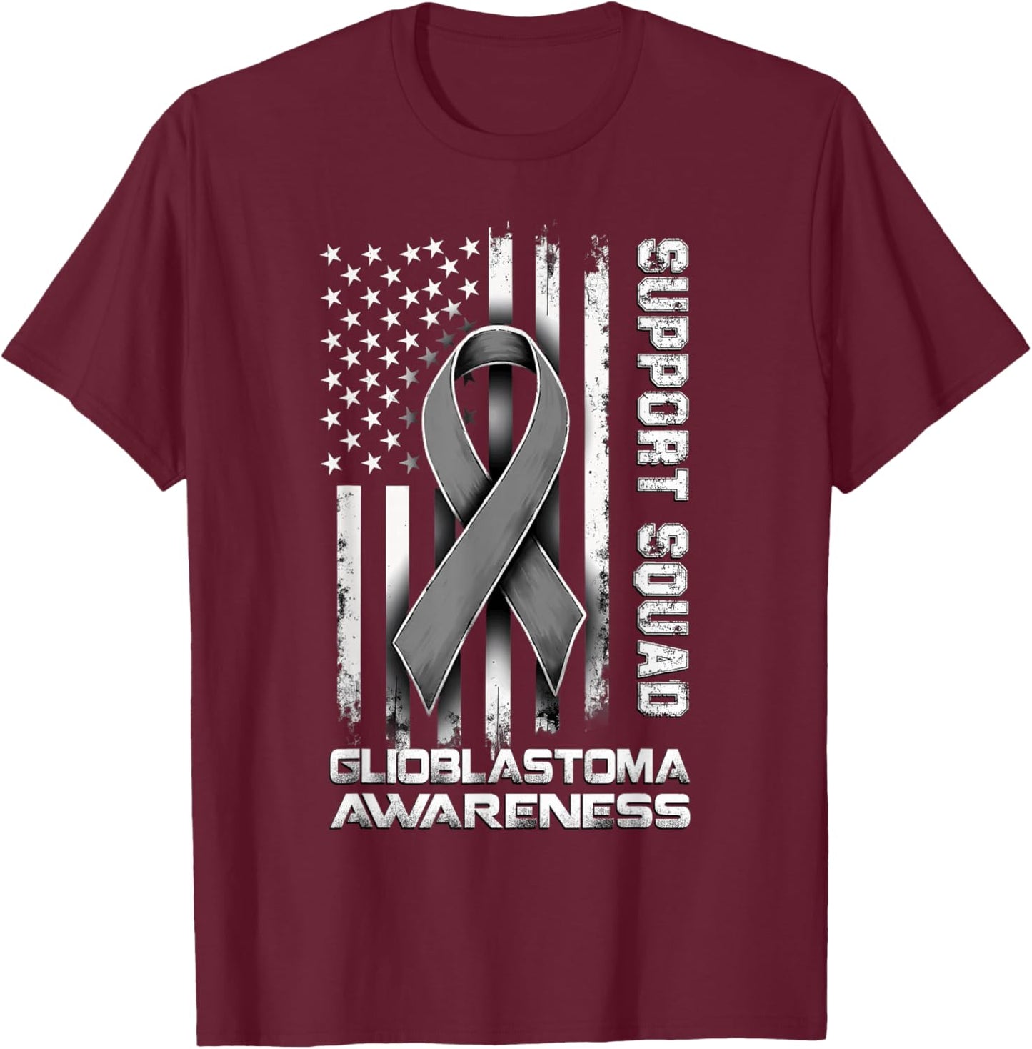Retro Support Squad Glioblastoma Awareness T-Shirt - T-Shirt | Maroon