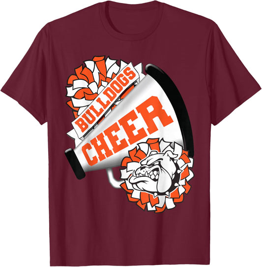 Bulldogs Cheerleading Back To School Cheer Team Orange T-Shirt - T-Shirt | Maroon
