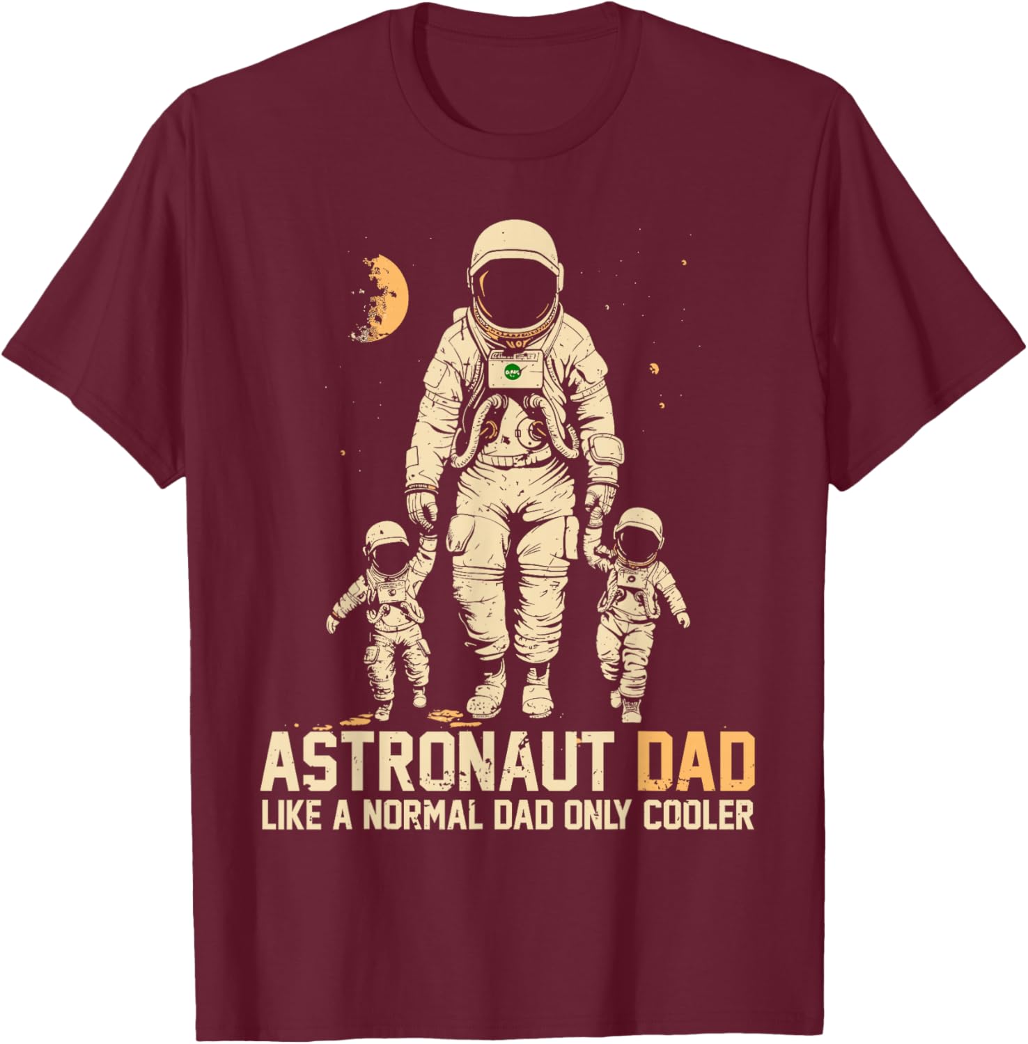 Astronaut Dad Funny Space Father Of 2 Kids Father's Day Twin T-Shirt - T-Shirt | Maroon