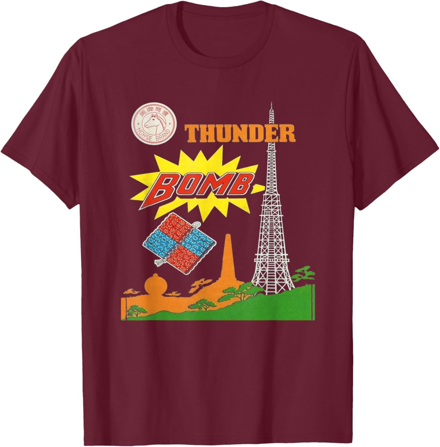 Fun Retro Style Vintage Firework T-Shirt - T-Shirt | Maroon