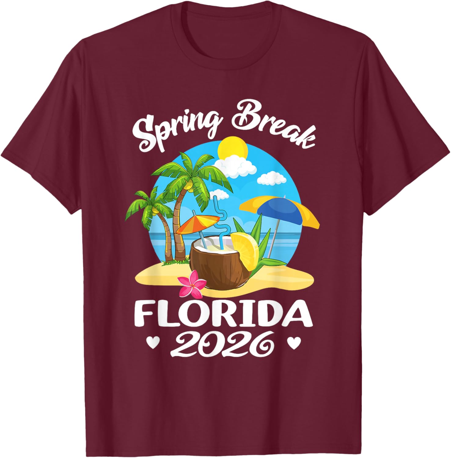 Florida 2026 Spring Break Family Beach Trip T-Shirt - T-Shirt | Maroon