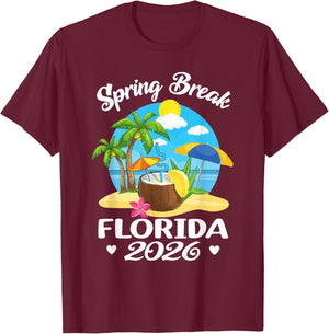 Florida 2026 Spring Break Family Beach Trip T-Shirt - T-Shirt | Maroon