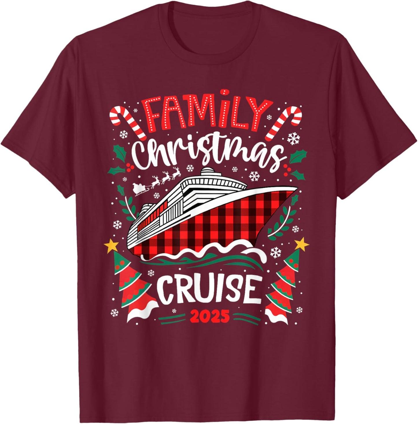 Family Christmas Cruise 2025 Family Matching Merry Christmas T-Shirt - T-Shirt | Maroon