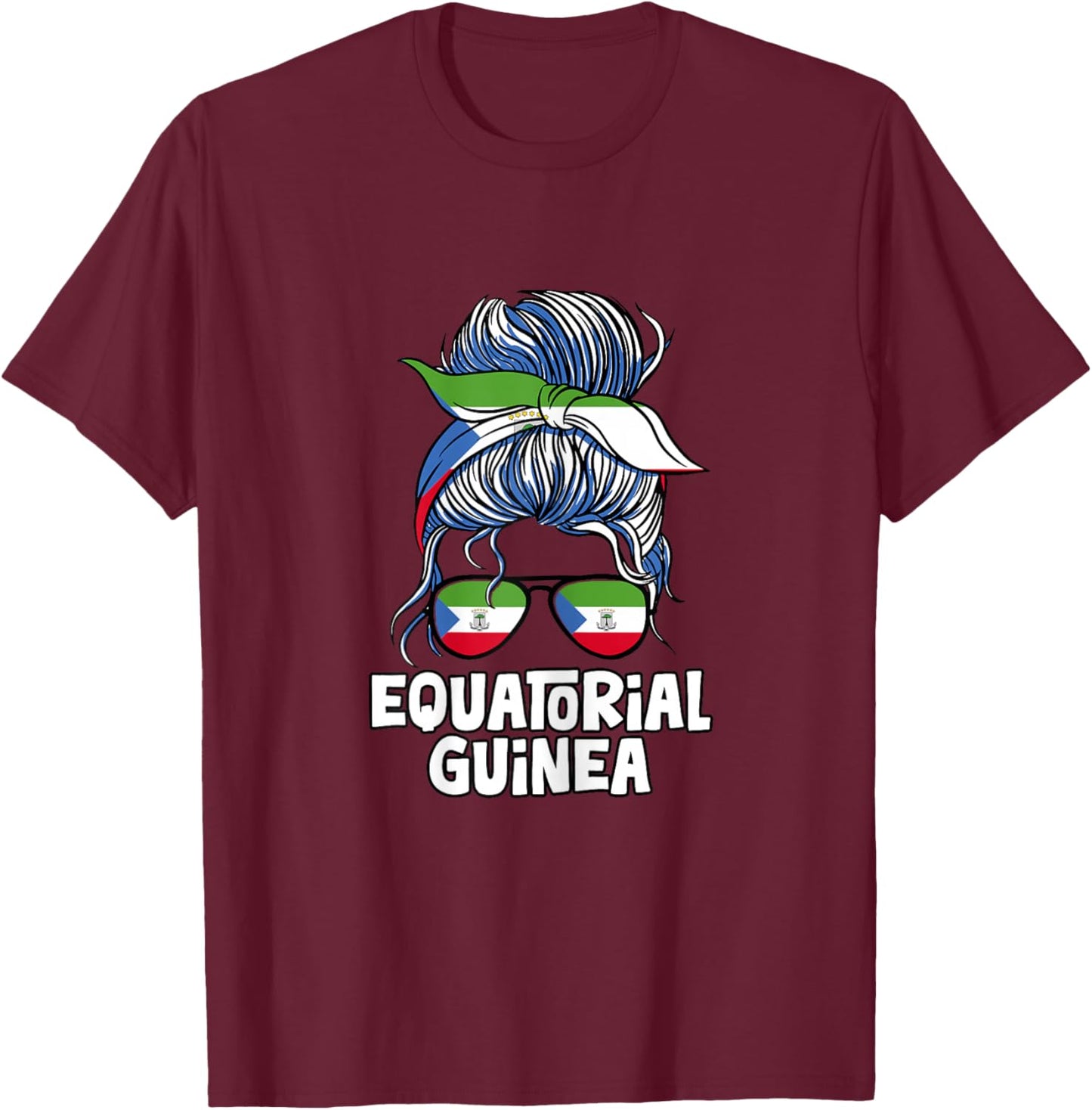 Equatorial Guinea Girl African Girls Flag T-Shirt - T-Shirt | Maroon