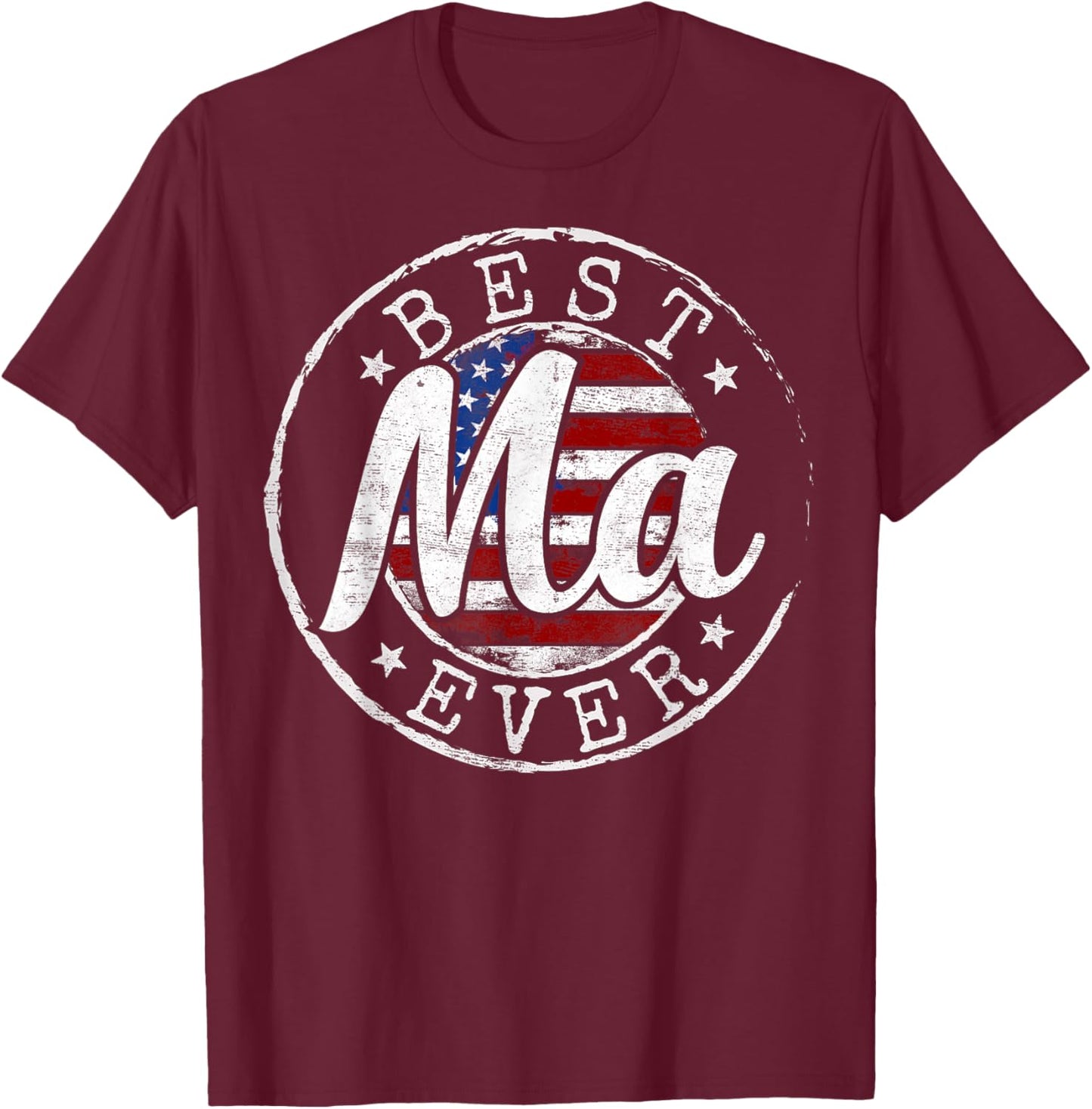 Best Ma Ever USA Flag Stamp Mothers Day Mom to Be T-Shirt - T-Shirt | Maroon