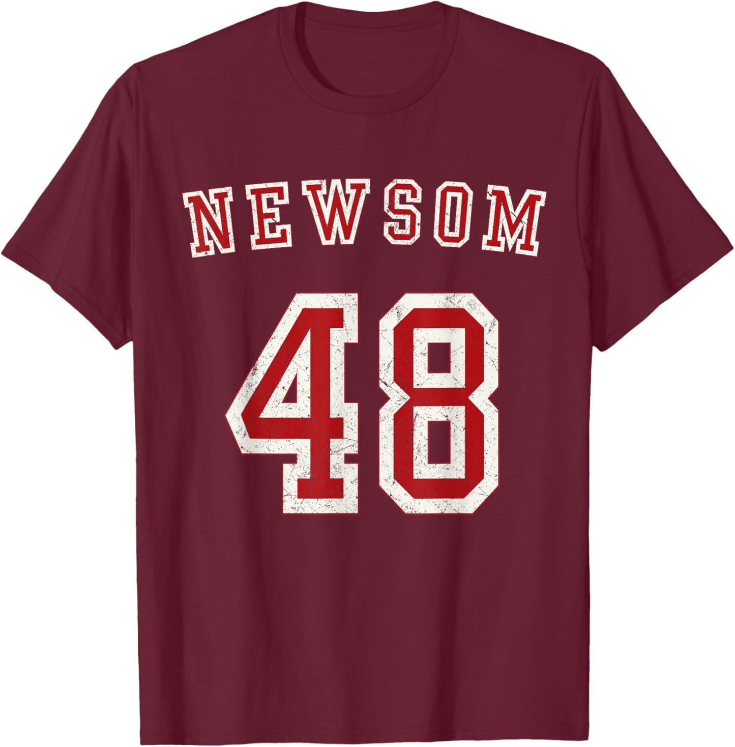 Gavin Newsom 2028 President 48 US Flag We The People Retro T-Shirt - T-Shirt | Maroon
