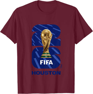 Kids FIFA World CUP26 Houston Trophy Color T-Shirt - T-Shirt | Maroon