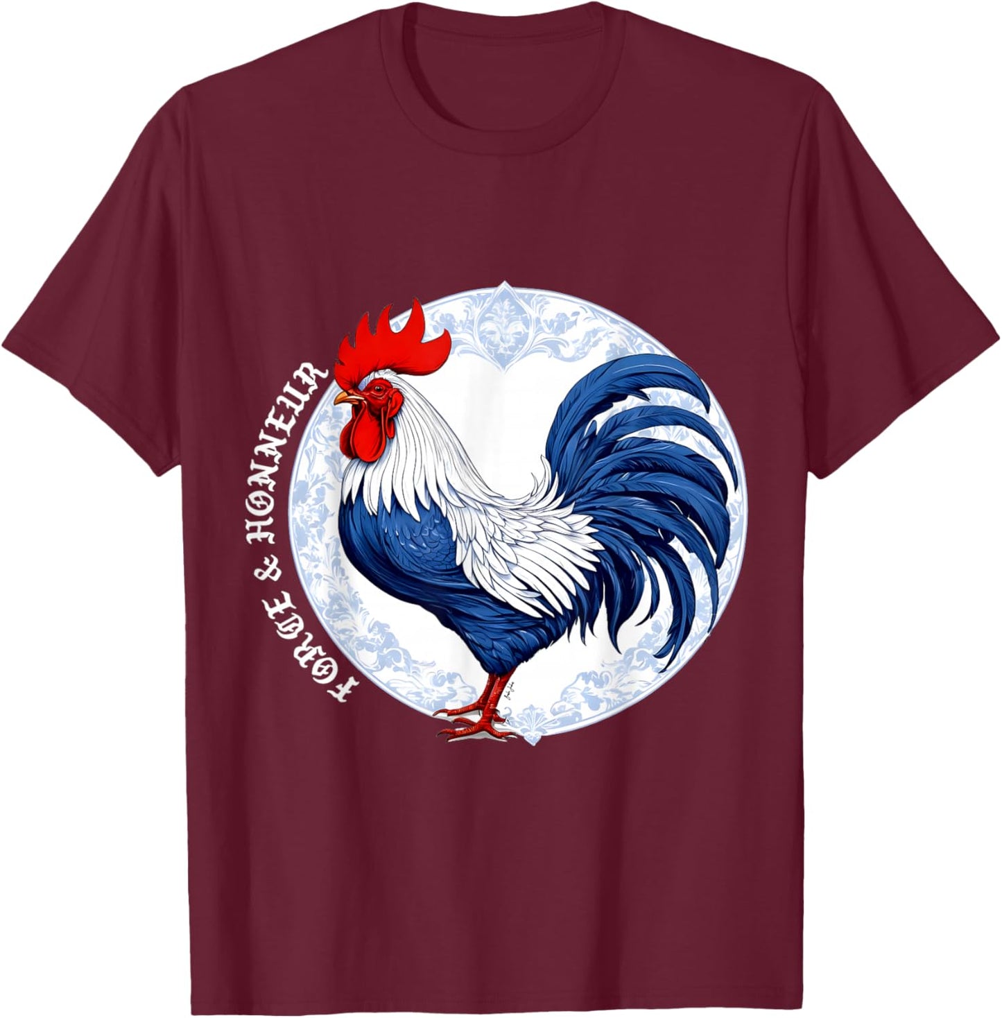 Force & Honneur France Coq Cadeau T-Shirt - T-Shirt | Maroon