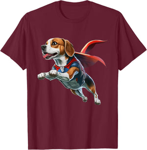 Superhero Beagle Red Cape Super Hero Dog T-Shirt - T-Shirt | Maroon