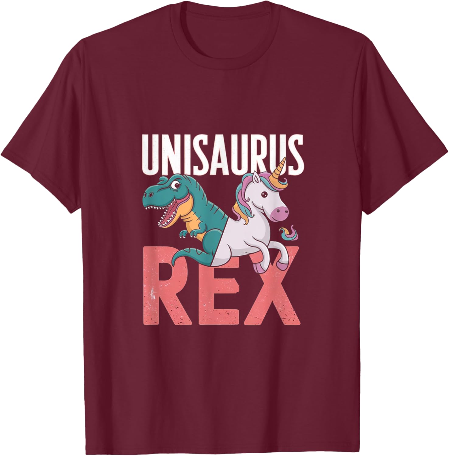 Unisaurus Rex Dinosaur Unicorn T-Shirt - T-Shirt | Maroon