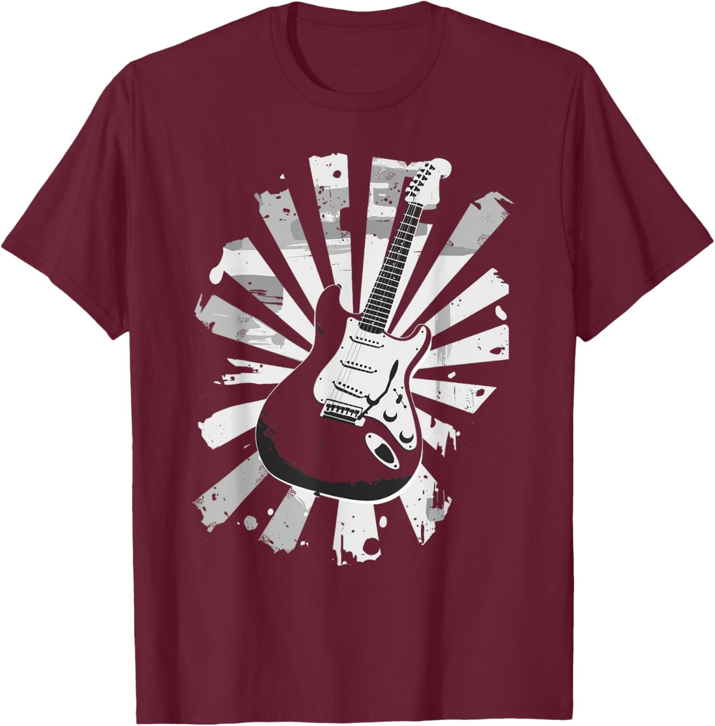 Guitar Art For Solid Body Electric Guitarist Vintage T-Shirt - T-Shirt | Maroon