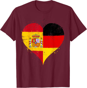 Spanien Deutschland Flagge Stolze Spanisch Deutsch Fans T-Shirt - T-Shirt | Maroon