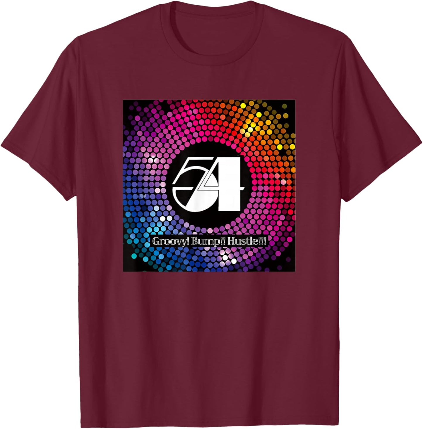 Disco Freaks Store Men's Studio 54 Retro Disco Black Graphic , Small, Short Sleeve, , Classic Fit, Lightweight T-Shirt - T-Shirt | Maroon