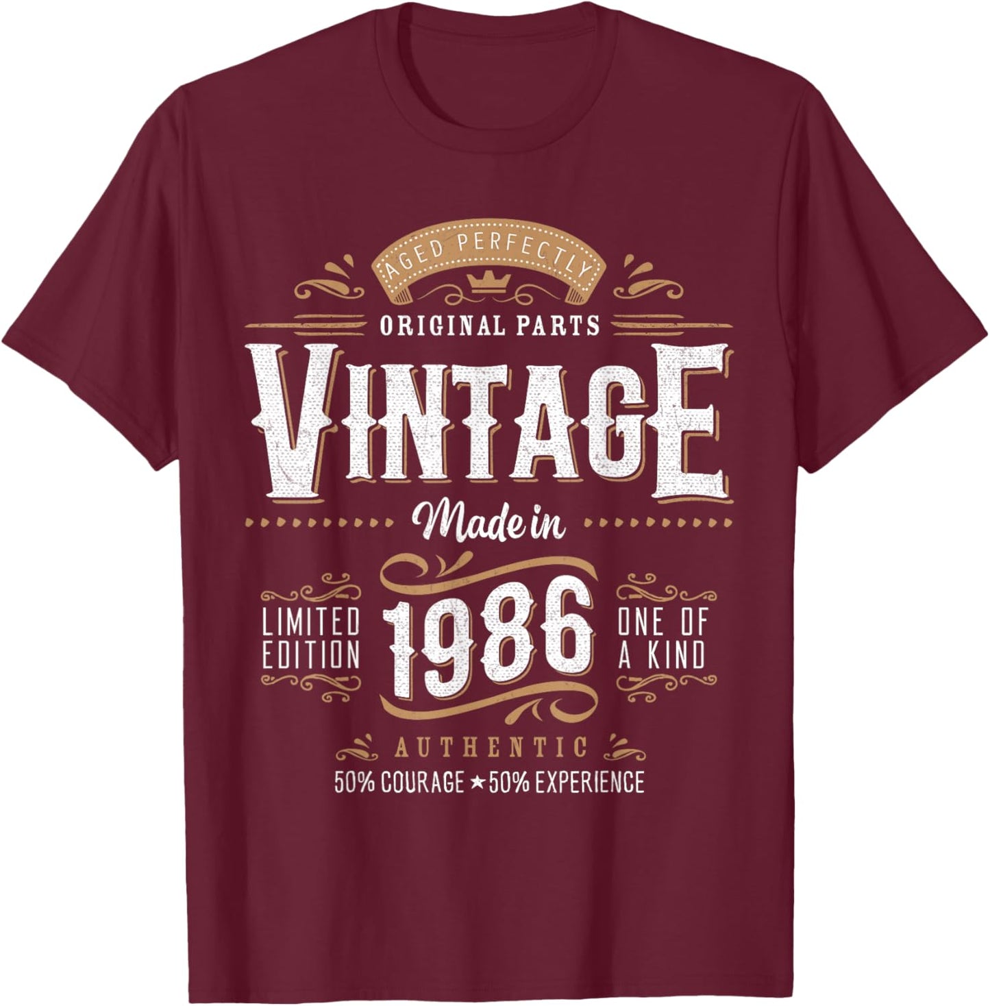 Vintage 1986 Dual Sided 40th Birthday 40 Years Old T-Shirt - T-Shirt | Maroon