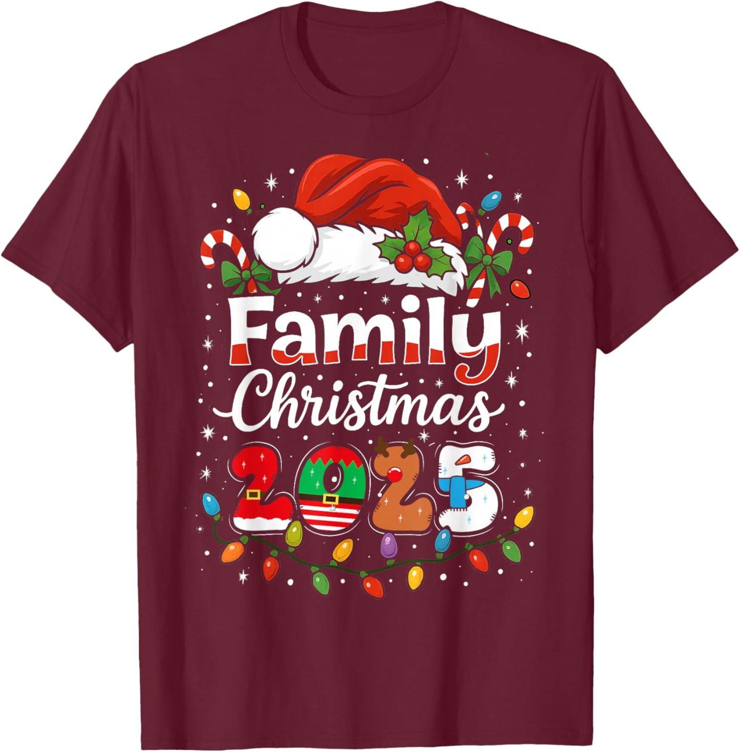 Family Christmas 2025 Matching Outfit Xmas Men Women Kids T-Shirt - T-Shirt | Maroon