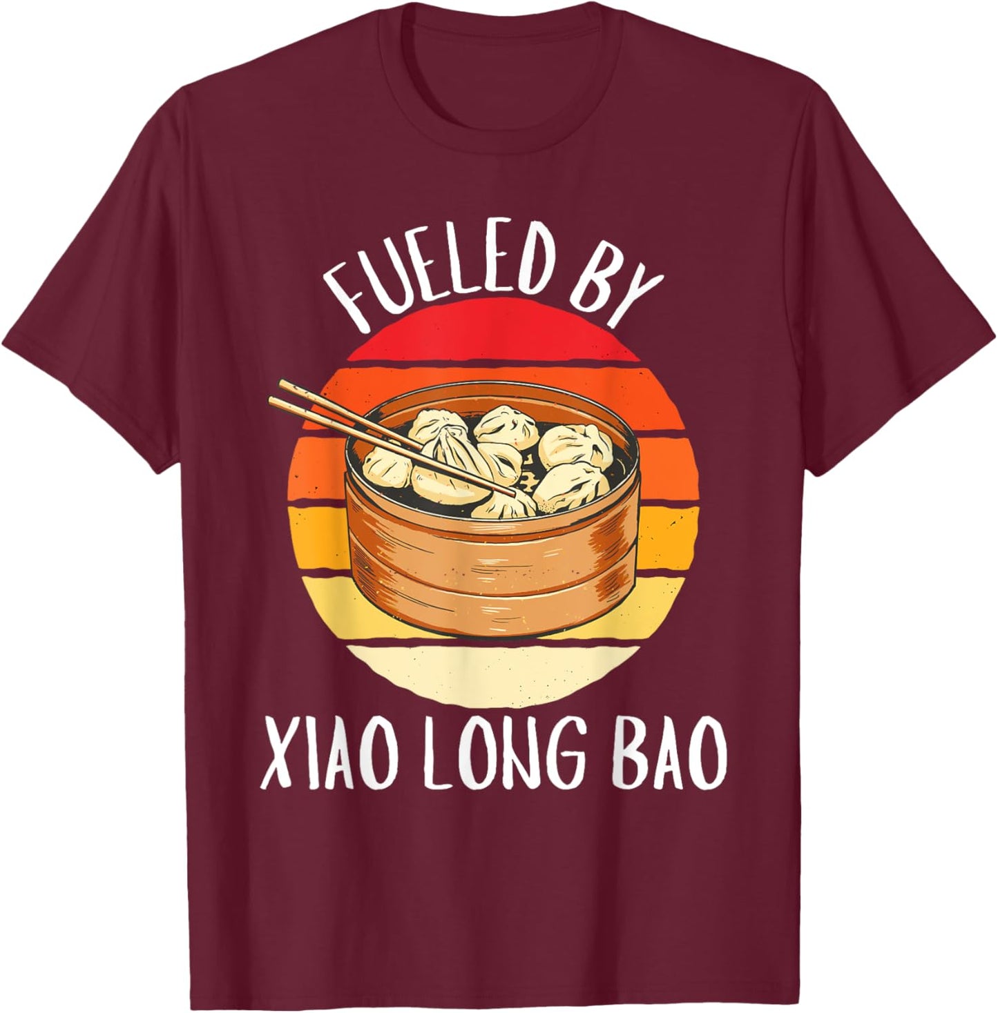 Retro Fueled By Xiao Long Bao Vintage Xiao Long Bao Lover T-Shirt - T-Shirt | Maroon
