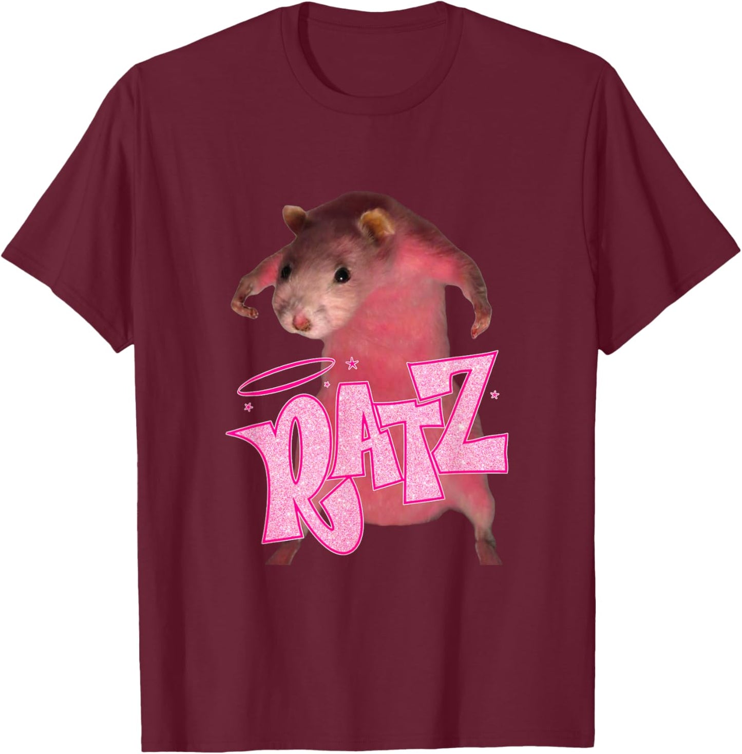 Ratz Funny Pink Mouse Rat T-Shirt - T-Shirt | Maroon