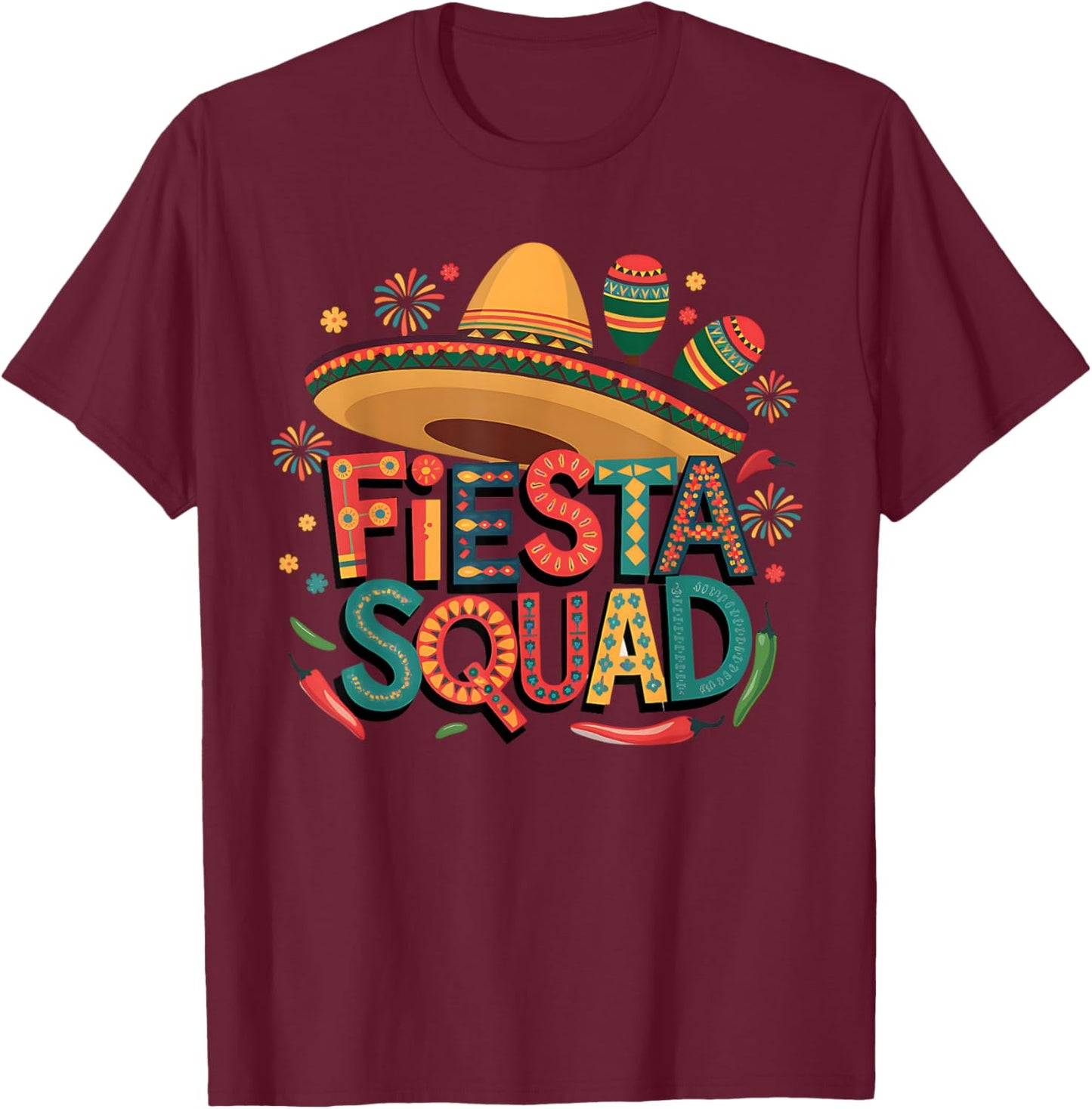 Fiesta Squad Cinco De Mayo Mexican Fiesta Women Kids T-Shirt - T-Shirt | Maroon