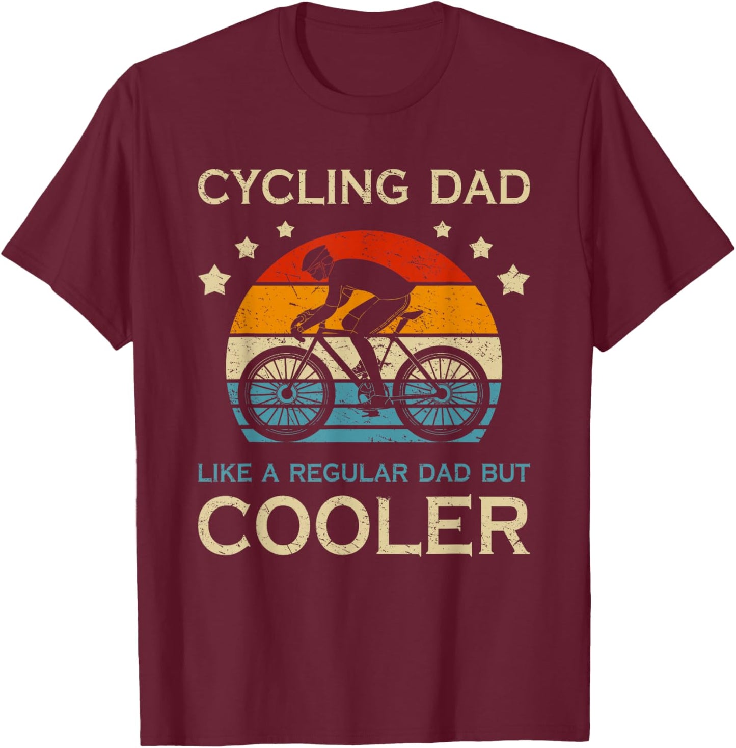 Radfahrer Papa Wie EIN Normaler Vater Nur Cooler Cycling Dad T-Shirt - T-Shirt | Maroon