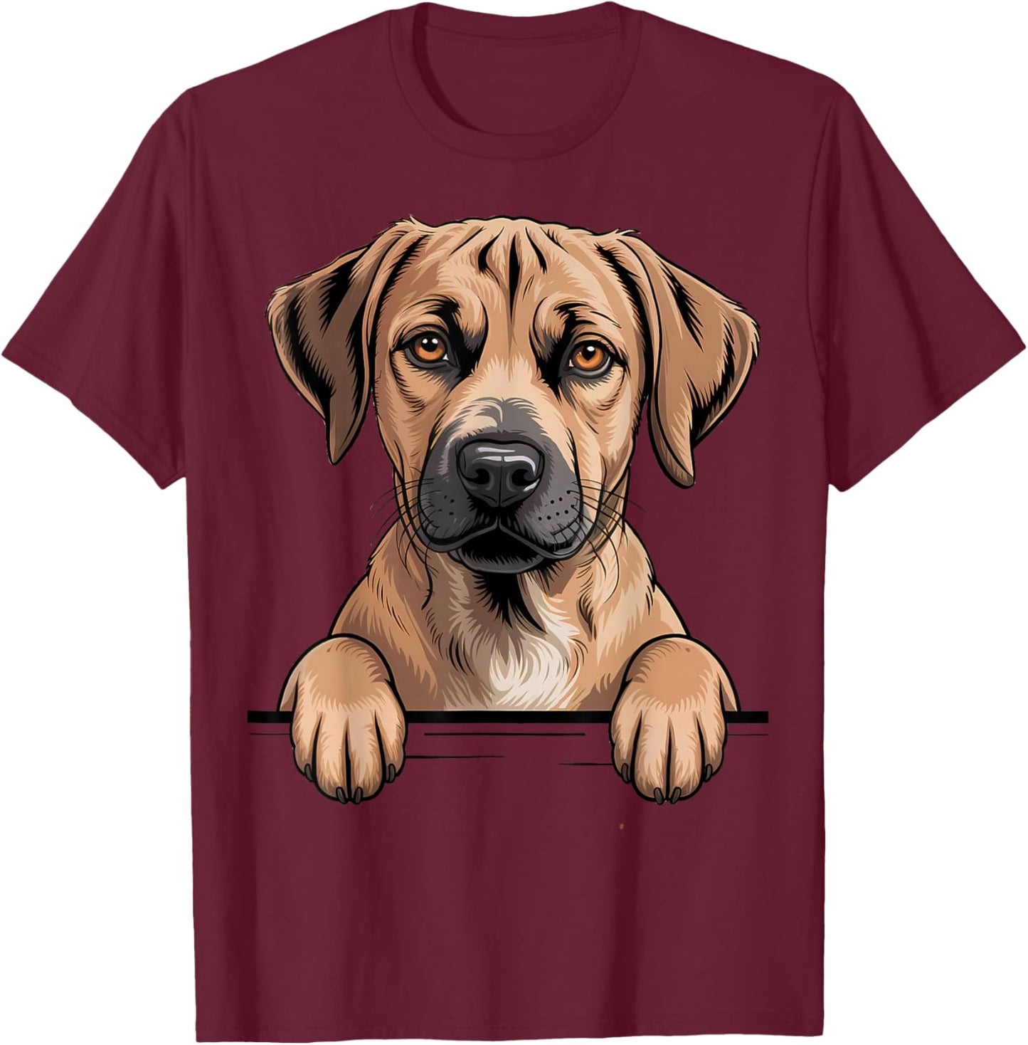 Black Mouth Cur Funny Peeking Pocket Puppy Dog Lover T-Shirt - T-Shirt | Maroon