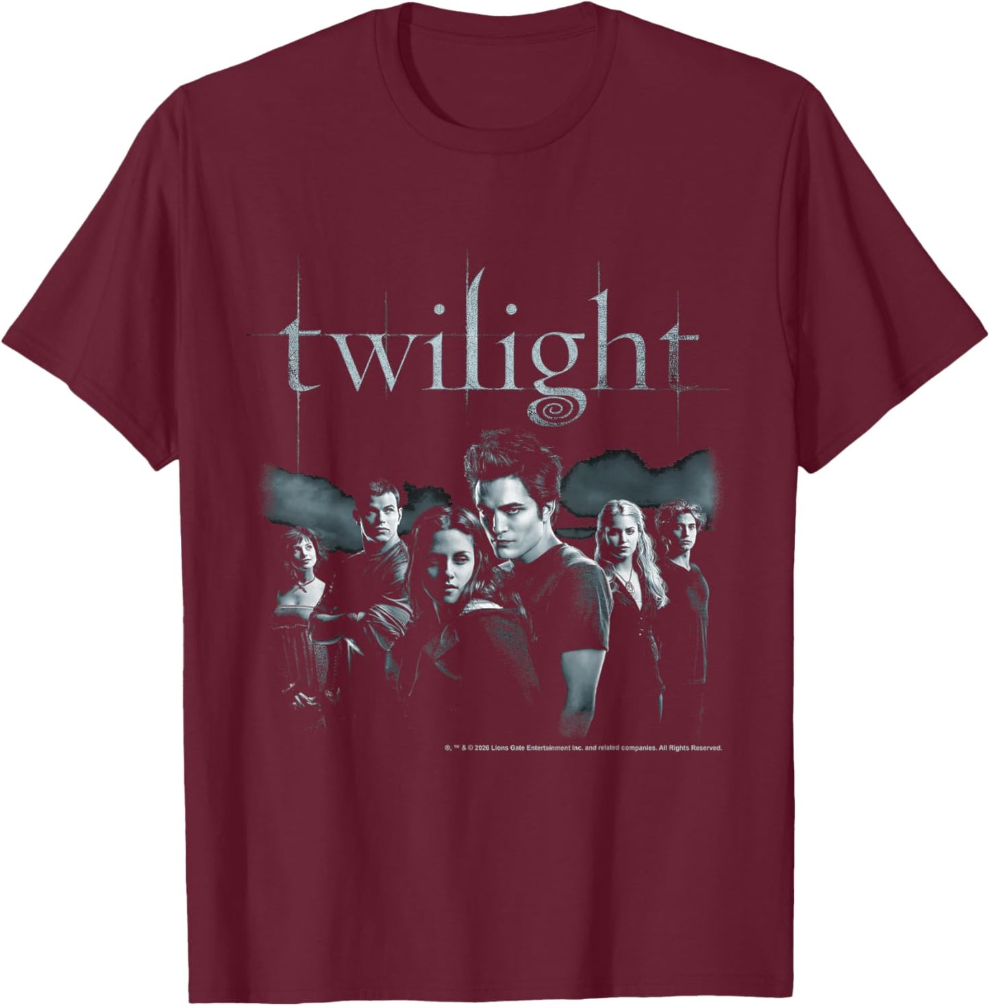Twilight Black and White Moody Cast Photo Vampire Movie T-Shirt - T-Shirt | Maroon
