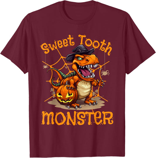 Halloween Costume Spooky Dinosaur Lover Saurian Halloween T-Shirt - T-Shirt | Maroon