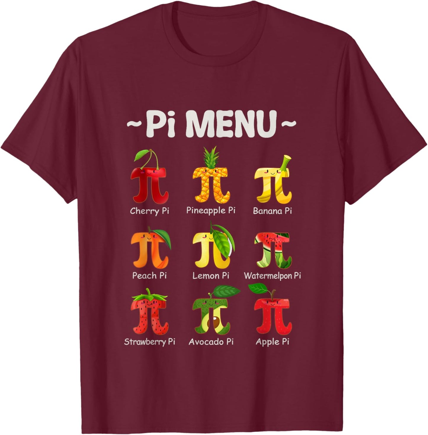 Pie Menu Math Teacher PI Symbol Funny Pi Day Pi 3.14 Pie Pun T-Shirt - T-Shirt | Maroon