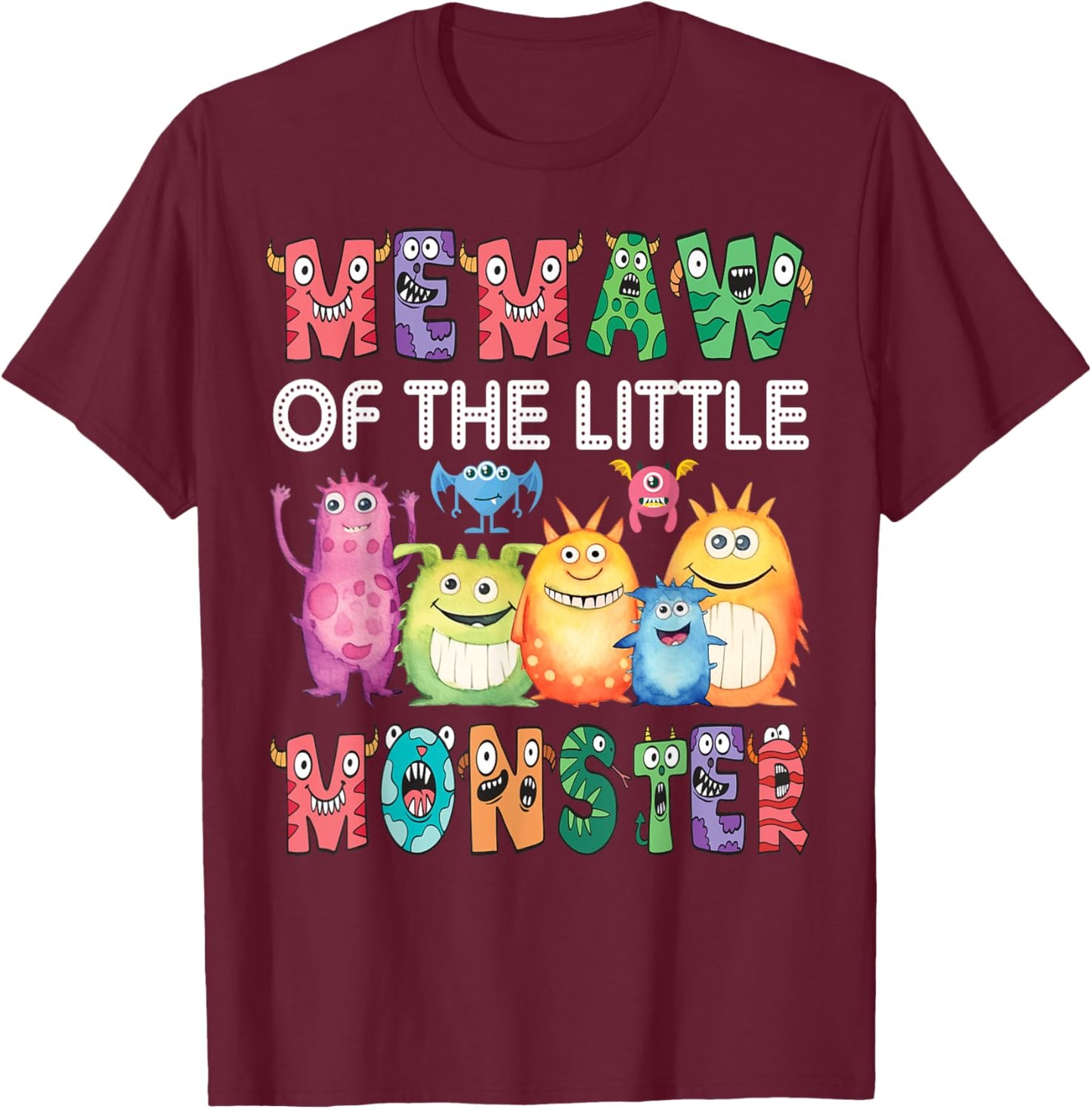 Memaw Of The Little Monster Kids 1St Birthday Party T-Shirt - T-Shirt | Maroon