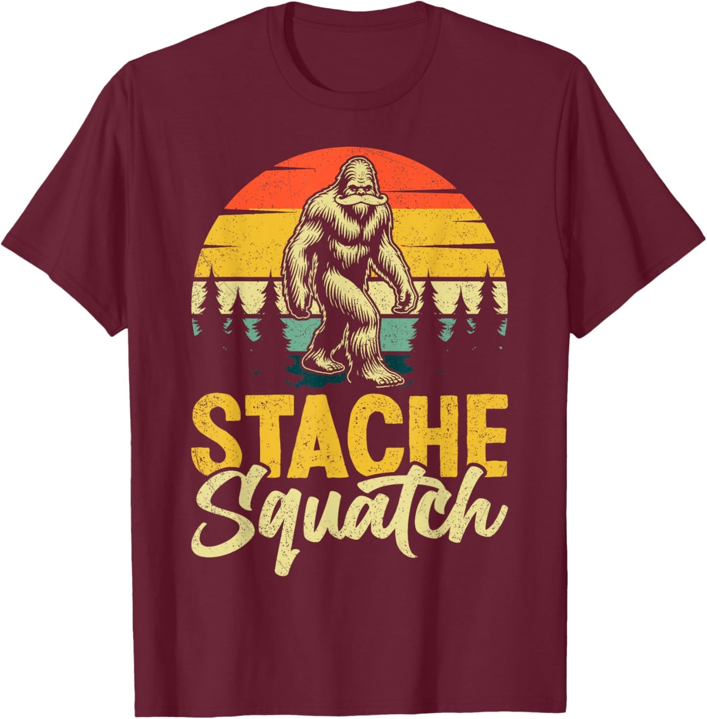 Stache Squatch T-Shirt - T-Shirt | Maroon
