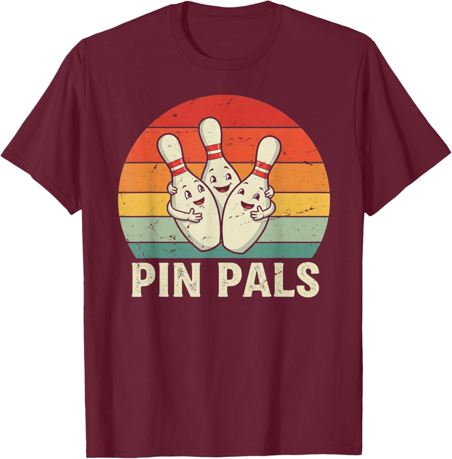 Pin Pals Funny Bowling T-Shirt - T-Shirt | Maroon