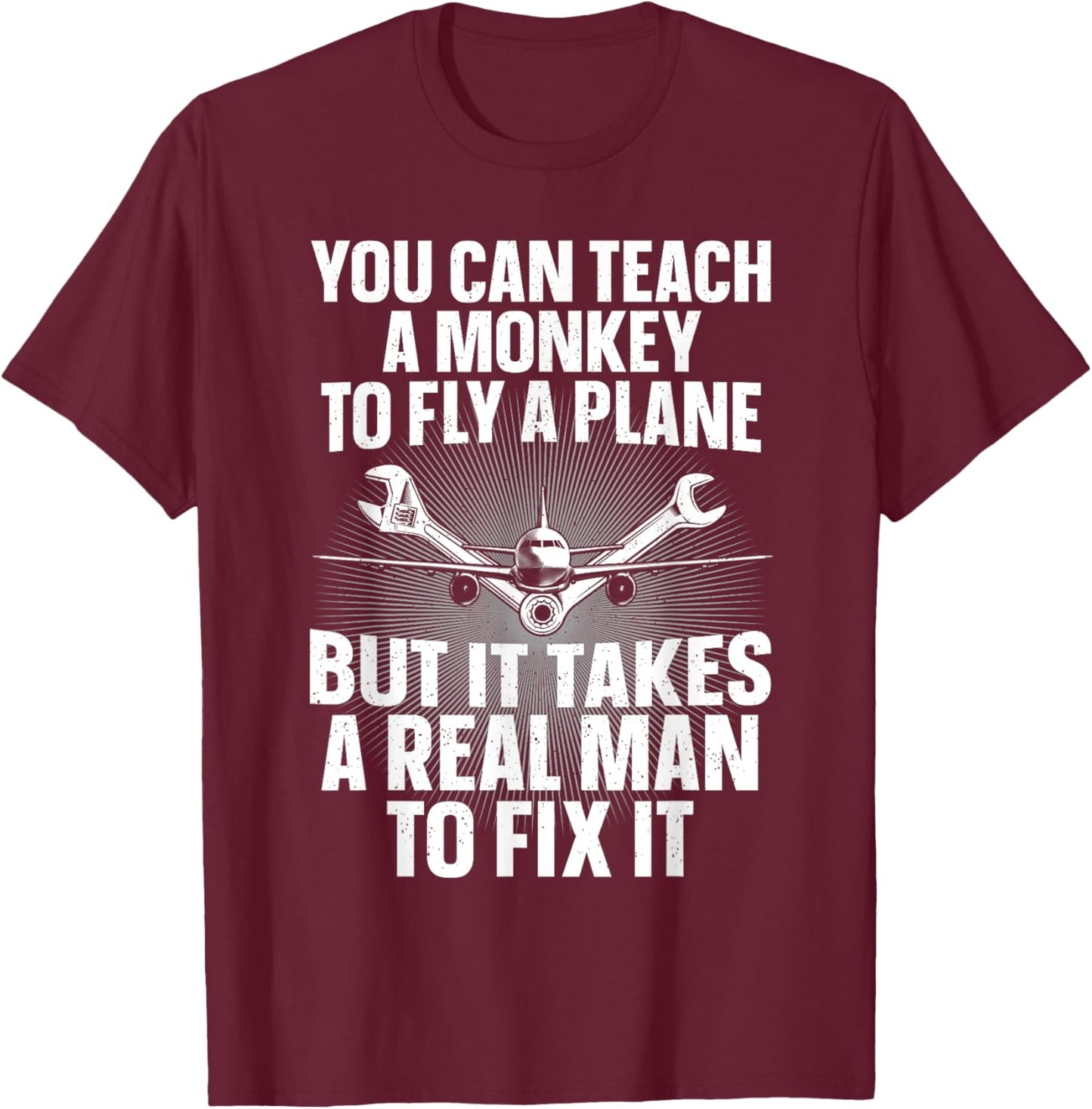 Funny Aircraft Mechanic Art Boys Aircraft Technician T-Shirt - T-Shirt | Maroon