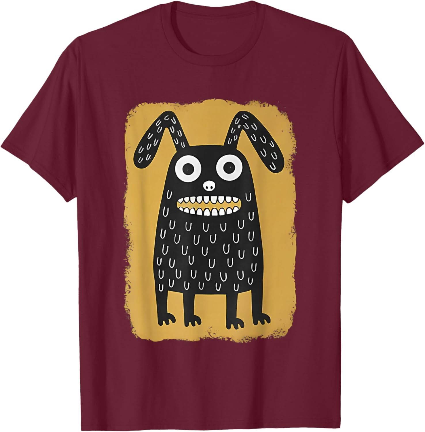 Creepy Cute Monster Dog Funny T-Shirt - T-Shirt | Maroon