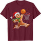 Gingerbread Playing Basketball Christmas Player Kids Family T-Shirt - T-Shirt | Maroon