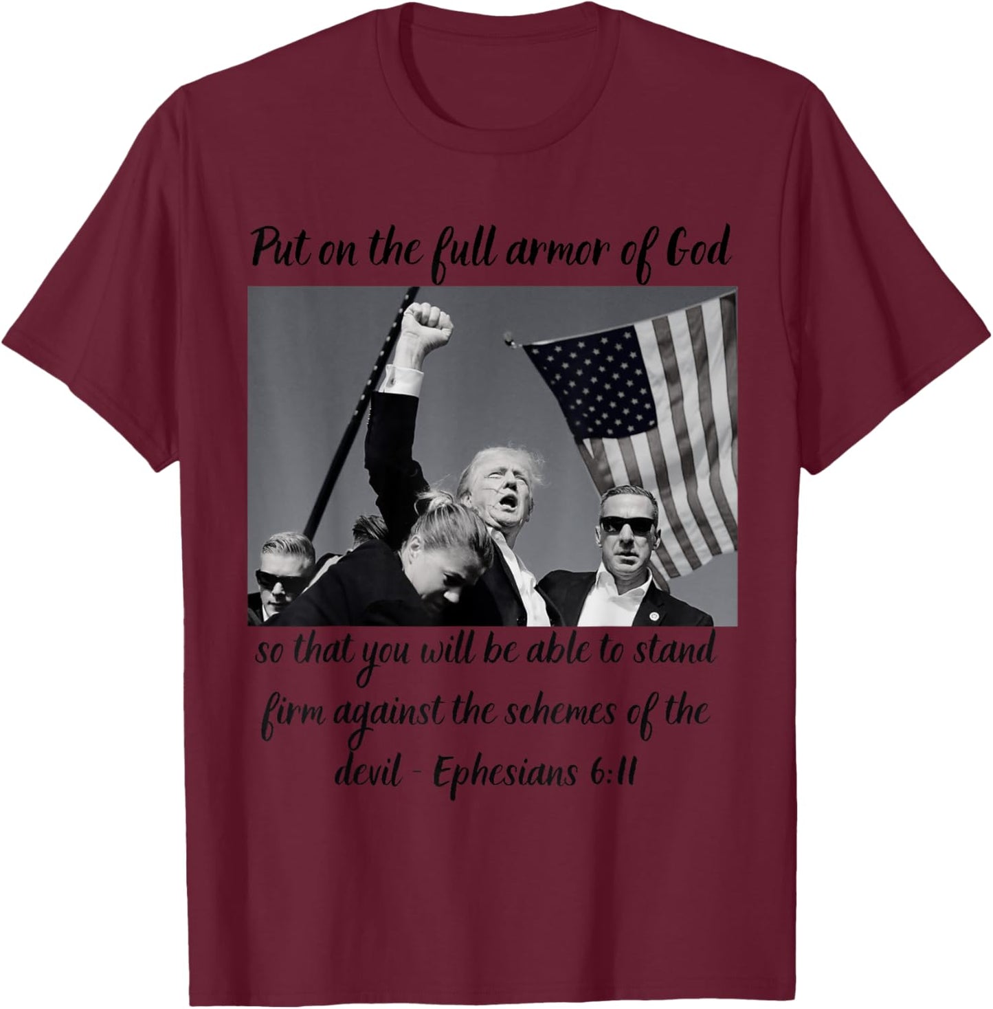 Donald Trump Fist Pump Flag 7 13 T-Shirt - T-Shirt | Maroon