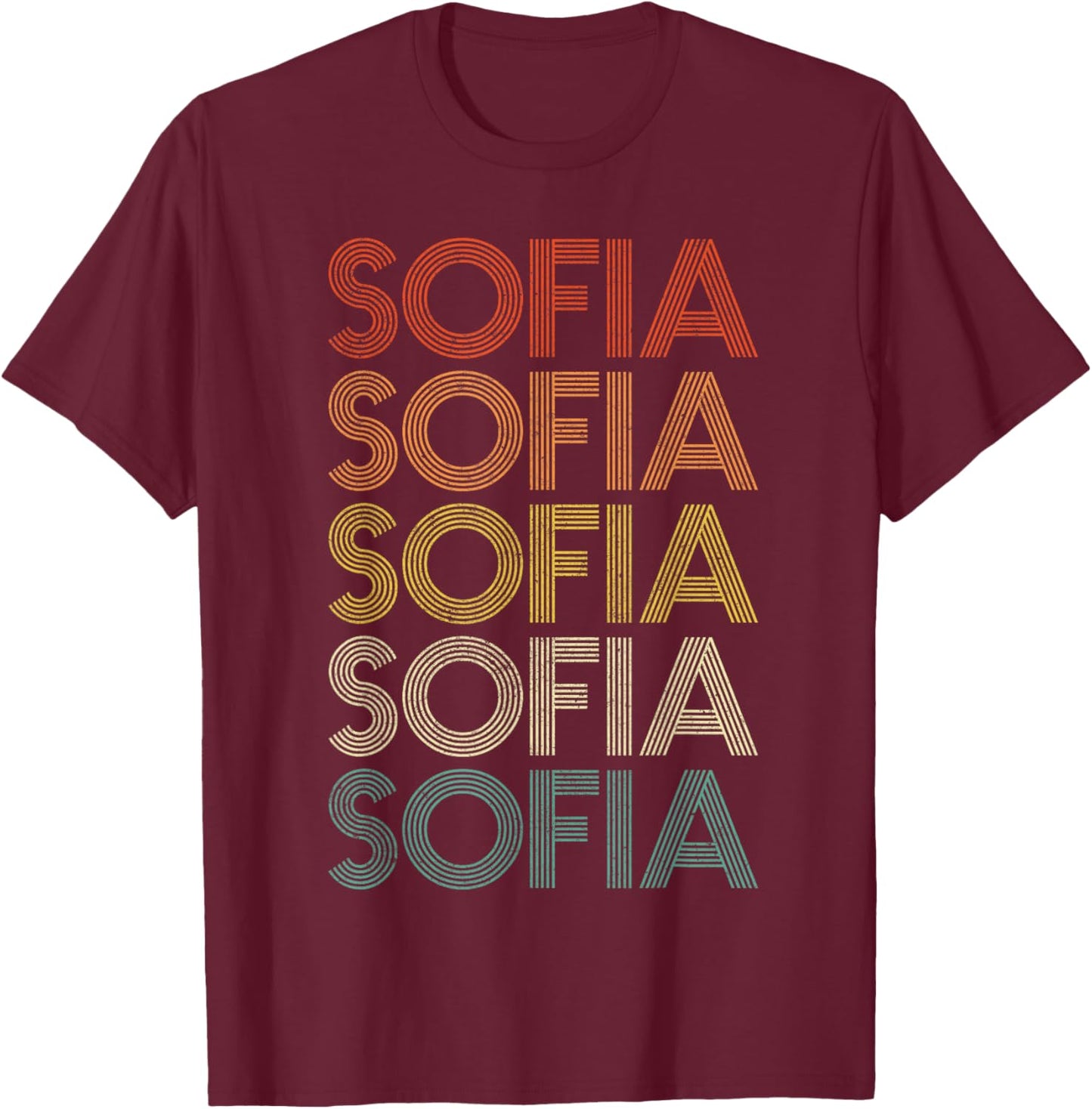 Sofia Vintage Retro T-Shirt - T-Shirt | Maroon