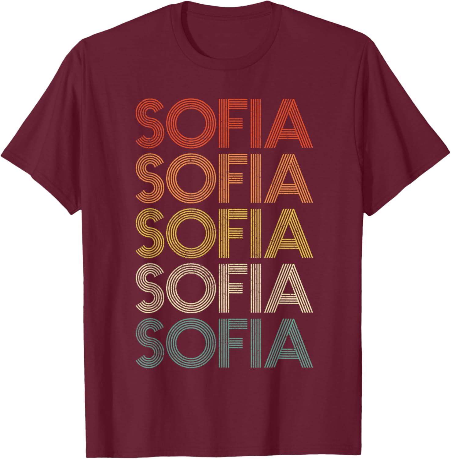 Sofia Vintage Retro T-Shirt - T-Shirt | Maroon